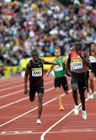 Abubaker Kaki battles with winner David Rudisha in the 800 metres, 2011 Aviva London Grand Prix
